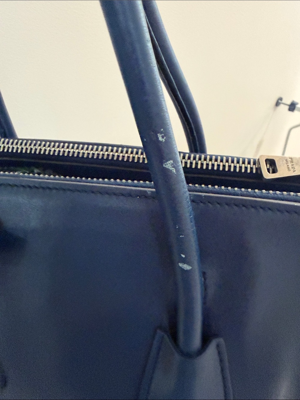 Prada NAVY CITY TWIN ZIPPER Blue and Black Leather - Picture 10 of 16